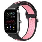 For Amazfit GTS 2 Mini 20mm Perforated Breathable Sports Silicone Watch Band(Black+Pink) - 1