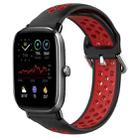 For Amazfit GTS 2 Mini 20mm Perforated Breathable Sports Silicone Watch Band(Black+ Red) - 1