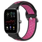 For Amazfit GTS 2 Mini 20mm Perforated Breathable Sports Silicone Watch Band(Black+Rose Red) - 1