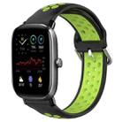 For Amazfit GTS 2 Mini 20mm Perforated Breathable Sports Silicone Watch Band(Black+ Lime) - 1