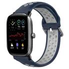 For Amazfit GTS 2 Mini 20mm Perforated Breathable Sports Silicone Watch Band(Midnight Blue + Gray) - 1