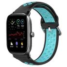 For Amazfit GTS 2 Mini 20mm Perforated Breathable Sports Silicone Watch Band(Black+Blue) - 1