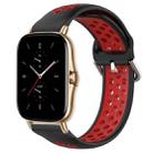 For Amazfit GTS 2 20mm Perforated Breathable Sports Silicone Watch Band(Black+ Red) - 1