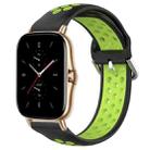 For Amazfit GTS 2 20mm Perforated Breathable Sports Silicone Watch Band(Black+ Lime) - 1