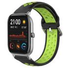 For Amazfit GTS 20mm Perforated Breathable Sports Silicone Watch Band(Black+ Lime) - 1