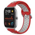 For Amazfit GTS 20mm Perforated Breathable Sports Silicone Watch Band(Red+Grey) - 1