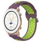 For Amazfit GTR 42MM 20mm Perforated Breathable Sports Silicone Watch Band(Purple+Lime) - 1