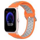 For Amazfit Pop Pro 20mm Perforated Breathable Sports Silicone Watch Band(Orange+Grey) - 1