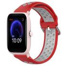 For Amazfit Pop Pro 20mm Perforated Breathable Sports Silicone Watch Band(Red+Grey) - 1