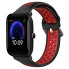 For Amazfit Pop 20mm Perforated Breathable Sports Silicone Watch Band(Black+ Red) - 1