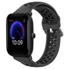 For Amazfit Pop 20mm Perforated Breathable Sports Silicone Watch Band(Black) - 1
