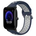 For Amazfit Pop 20mm Perforated Breathable Sports Silicone Watch Band(Midnight Blue + Gray) - 1