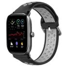 For Amazfit GTS 4 Mini 20mm Perforated Breathable Sports Silicone Watch Band(Black+ Grey) - 1