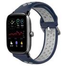 For Amazfit GTS 4 Mini 20mm Perforated Breathable Sports Silicone Watch Band(Midnight Blue + Gray) - 1