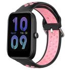 For Amazfit Bip3 20mm Perforated Breathable Sports Silicone Watch Band(Black+Pink) - 1