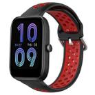 For Amazfit Bip3 20mm Perforated Breathable Sports Silicone Watch Band(Black+ Red) - 1