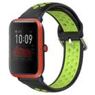 For Amazfit Bip 1S 20mm Perforated Breathable Sports Silicone Watch Band(Black+ Lime) - 1