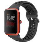 For Amazfit Bip 1S 20mm Perforated Breathable Sports Silicone Watch Band(Black) - 1