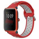 For Amazfit Bip 1S 20mm Perforated Breathable Sports Silicone Watch Band(Red+Grey) - 1
