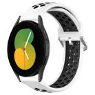 For Samsung Galaxy Watch 5 44mm 20mm Perforated Breathable Sports Silicone Watch Band(White+Black) - 1