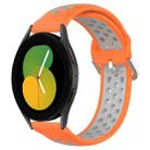 For Samsung Galaxy Watch 5 44mm 20mm Perforated Breathable Sports Silicone Watch Band(Orange+Grey) - 1