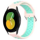 For Samsung Galaxy Watch 5 44mm 20mm Perforated Breathable Sports Silicone Watch Band(Pink+ Water Duck) - 1