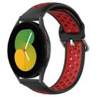 For Samsung Galaxy Watch 5 44mm 20mm Perforated Breathable Sports Silicone Watch Band(Black+ Red) - 1