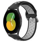 For Samsung Galaxy Watch 5 40mm 20mm Perforated Breathable Sports Silicone Watch Band(Black+ Grey) - 1