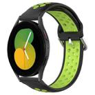 For Samsung Galaxy Watch 5 40mm 20mm Perforated Breathable Sports Silicone Watch Band(Black+ Lime) - 1