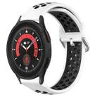 For Samsung Galaxy Watch 5 Pro 45mm 20mm Perforated Breathable Sports Silicone Watch Band(White+Black) - 1