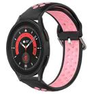 For Samsung Galaxy Watch 5 Pro 45mm 20mm Perforated Breathable Sports Silicone Watch Band(Black+Pink) - 1