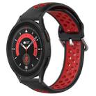 For Samsung Galaxy Watch 5 Pro 45mm 20mm Perforated Breathable Sports Silicone Watch Band(Black+ Red) - 1