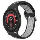 For Samsung Galaxy Watch 5 Pro 45mm 20mm Perforated Breathable Sports Silicone Watch Band(Black+ Grey) - 1