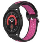 For Samsung Galaxy Watch 5 Pro 45mm 20mm Perforated Breathable Sports Silicone Watch Band(Black+Rose Red) - 1