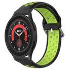 For Samsung Galaxy Watch 5 Pro 45mm 20mm Perforated Breathable Sports Silicone Watch Band(Black+ Lime) - 1