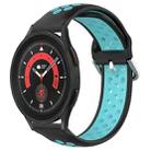 For Samsung Galaxy Watch 5 Pro 45mm 20mm Perforated Breathable Sports Silicone Watch Band(Black+Blue) - 1