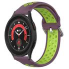 For Samsung Galaxy Watch 5 Pro 45mm 20mm Perforated Breathable Sports Silicone Watch Band(Purple+Lime) - 1