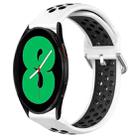 For Samsung Galaxy Watch 4 44mm 20mm Perforated Breathable Sports Silicone Watch Band(White+Black) - 1