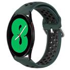 For Samsung Galaxy Watch 4 44mm 20mm Perforated Breathable Sports Silicone Watch Band(Olive Green+Black) - 1