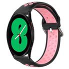 For Samsung Galaxy Watch 4 44mm 20mm Perforated Breathable Sports Silicone Watch Band(Black+Pink) - 1