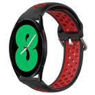 For Samsung Galaxy Watch 4 44mm 20mm Perforated Breathable Sports Silicone Watch Band(Black+ Red) - 1