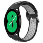 For Samsung Galaxy Watch 4 44mm 20mm Perforated Breathable Sports Silicone Watch Band(Black+ Grey) - 1