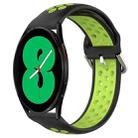 For Samsung Galaxy Watch 4 44mm 20mm Perforated Breathable Sports Silicone Watch Band(Black+ Lime) - 1