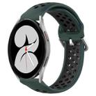 For Samsung Galaxy Watch 4 40mm 20mm Perforated Breathable Sports Silicone Watch Band(Olive Green+Black) - 1