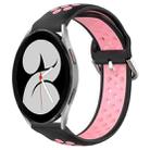 For Samsung Galaxy Watch 4 40mm 20mm Perforated Breathable Sports Silicone Watch Band(Black+Pink) - 1