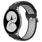 For Samsung Galaxy Watch 4 40mm 20mm Perforated Breathable Sports Silicone Watch Band(Black+ Grey) - 1