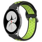 For Samsung Galaxy Watch 4 40mm 20mm Perforated Breathable Sports Silicone Watch Band(Black+ Lime) - 1