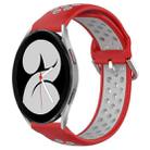 For Samsung Galaxy Watch 4 40mm 20mm Perforated Breathable Sports Silicone Watch Band(Red+Grey) - 1