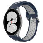 For Samsung Galaxy Watch 4 40mm 20mm Perforated Breathable Sports Silicone Watch Band(Midnight Blue + Gray) - 1