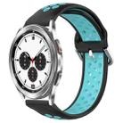 For Samsung  Galaxy Watch 4 Classic 42mm 20mm Perforated Breathable Sports Silicone Watch Band(Black+Blue) - 1